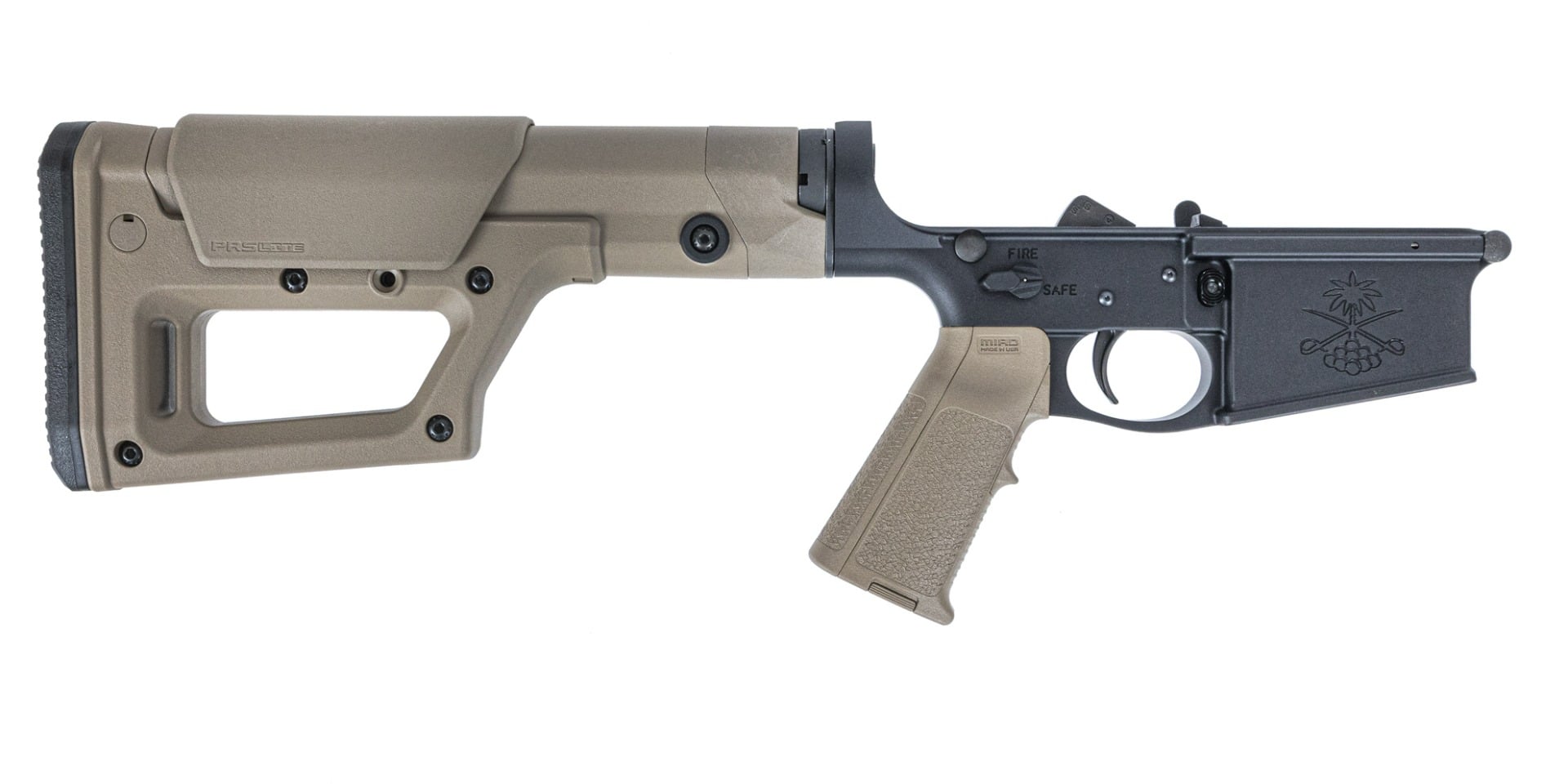 PSA Sabre AR-10 Lower Forged w/ MOE PRS Lite Stock and MIAD Gen 1.1 Grip, FDE