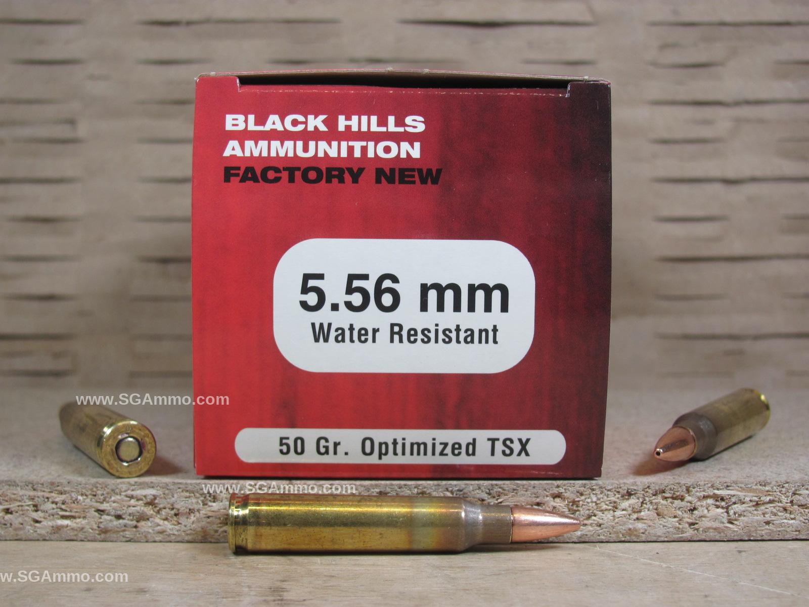 500 Round Case – 5.56mm 50 Grain Optimized TSX by Black Hills Ammunition – D556N1