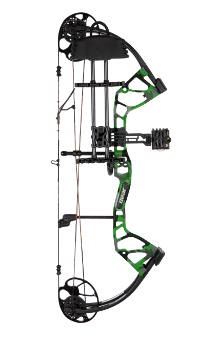Bear Archery Royale RTH 50LB RH Compound Bow, Fred Bear Electric/Black