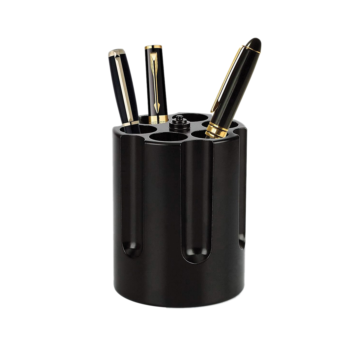 Caliber Gourmet Small Revolver Cylinder Pen Holder, Black/Silver