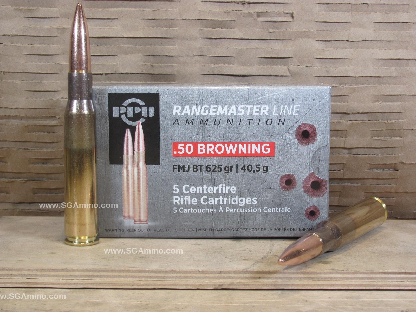 100 Round Case – 50 BMG 625 Grain FMJ BT Prvi Partizan Rangemaster Ammo – PPRM50