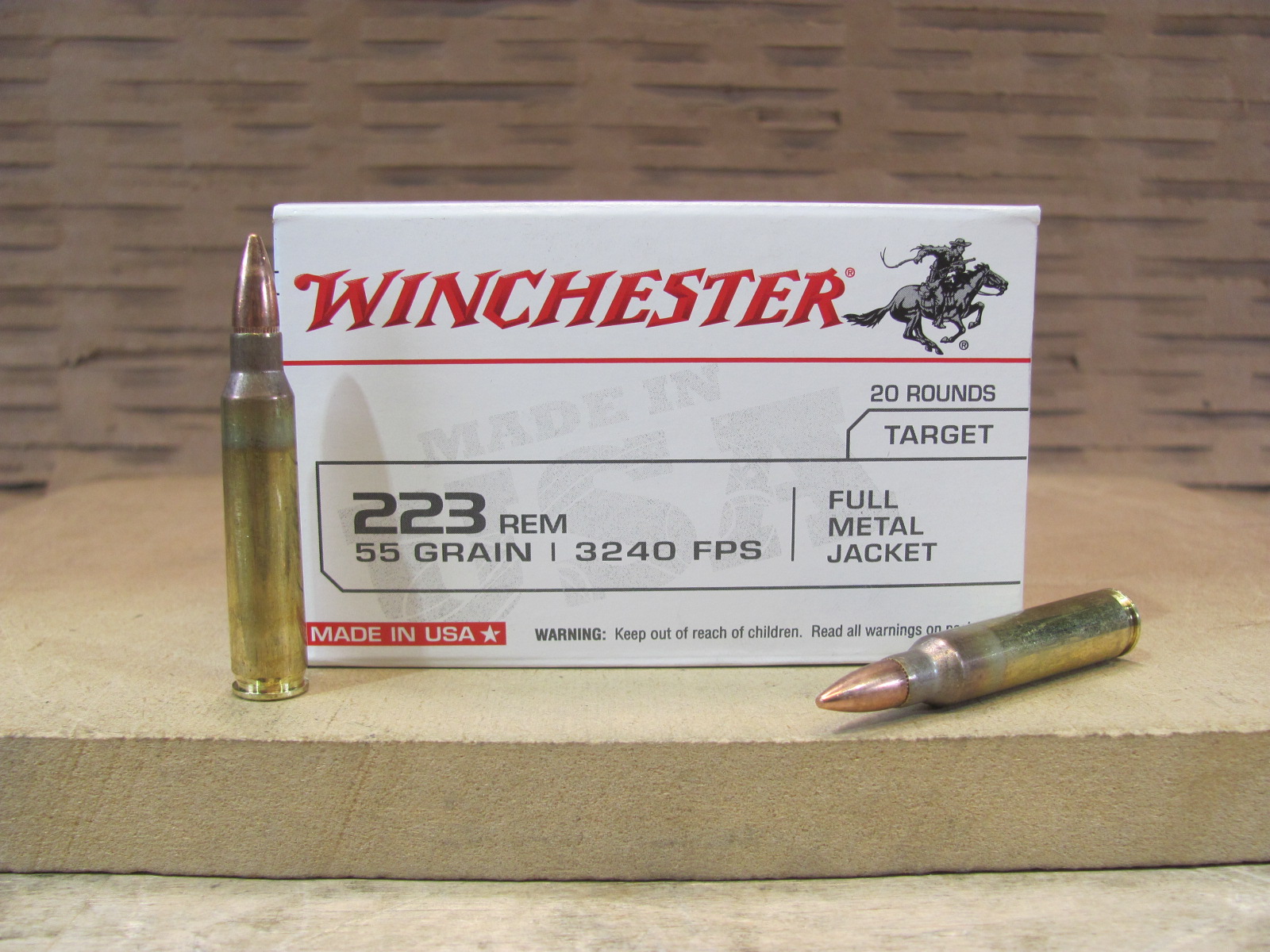 20 Round Box – 223 Rem 55 Grain FMJ Winchester Ammo By Lake City – W223K
