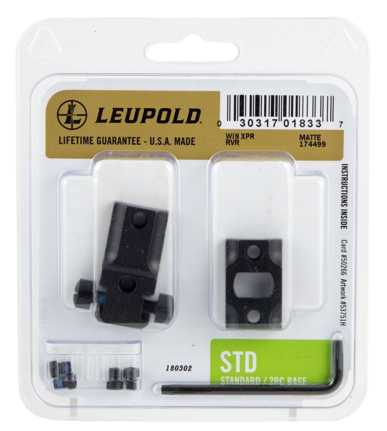 Leupold Winchester XPR RVR Steel 2-Piece Standard Scope Base, Matte Black - 174499