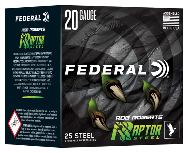 Federal Rob Roberts Raptor Steel 20 Gauge 1oz 3in Shotgun Ammo #3 25 Rounds