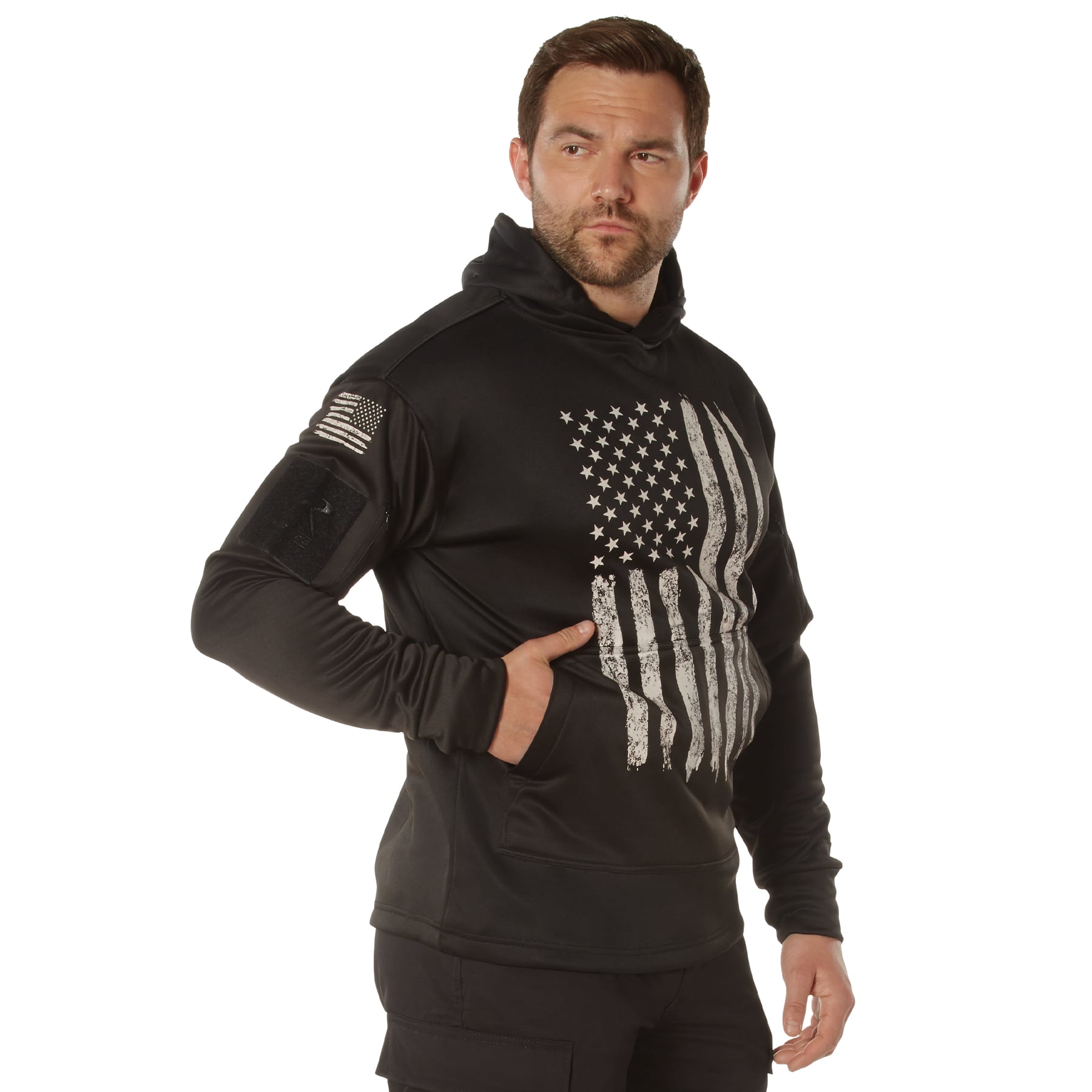 Rothco Concealed Carry U.S. Flag Hoodie - Black, X-Large