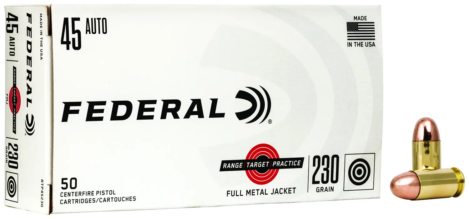 Federal RTP45230 Range Target 45ACP 230gr Full Metal Jacket 50 Per Box/20 Case