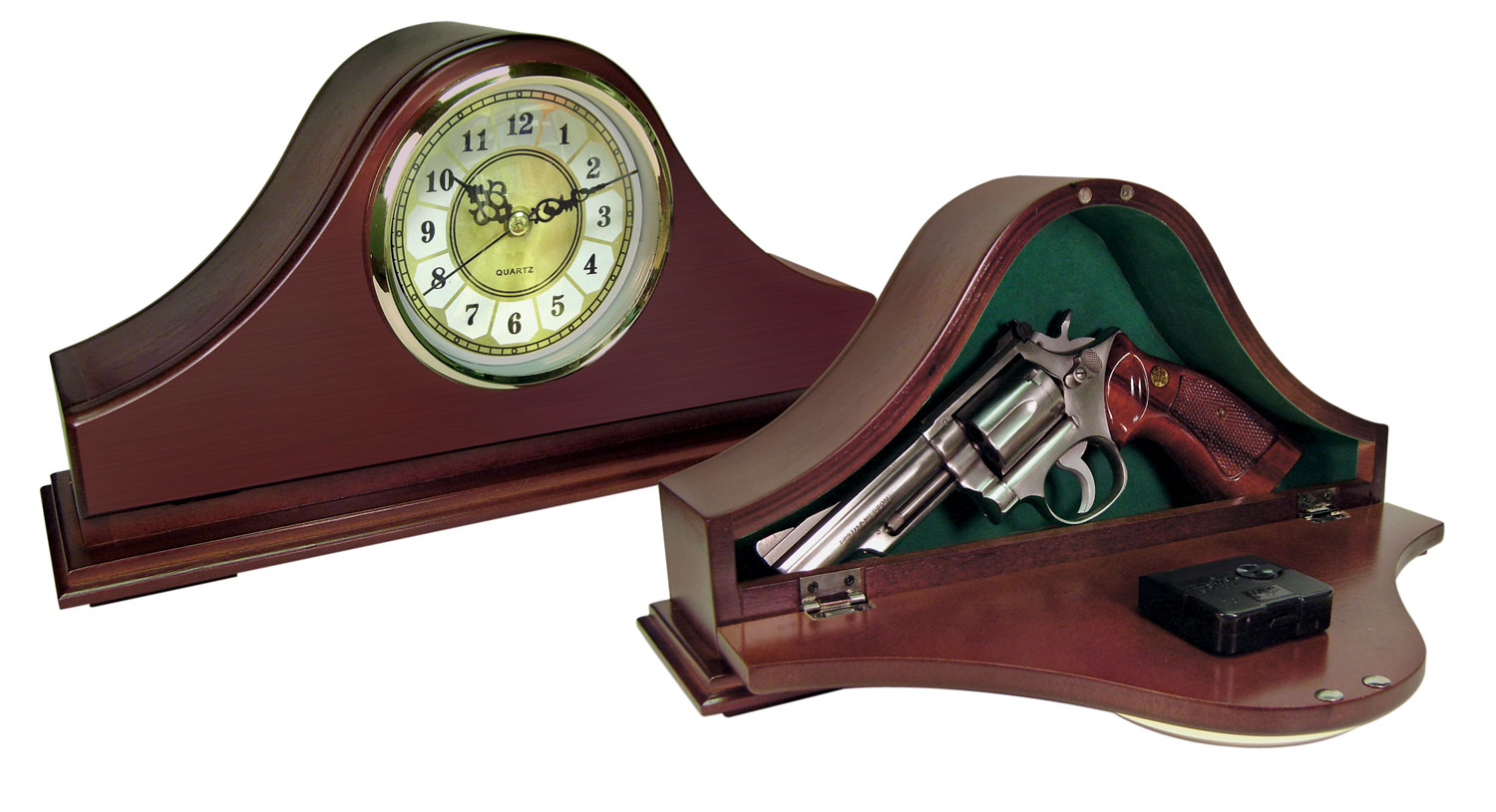 PS Products Peace Keeper Mantle Gun Concealment Clock Personal Vault, Mahogany - MGC