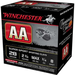 Winchester AA Super Sport, 28 Gauge 2.75, 3/4 oz #8 Shot, 1300 fps, 250rd Case