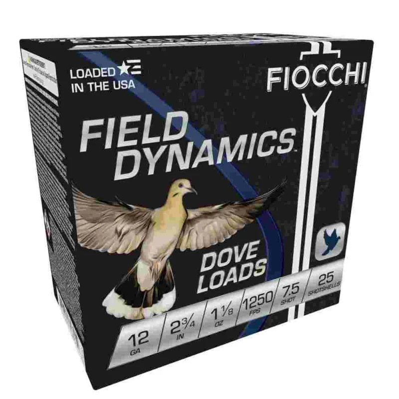 Fiocchi Lead Dove Quail Shotshells 12ga 2-3/4 in 1-1/8 oz 1250 fps #7.5 25/ct