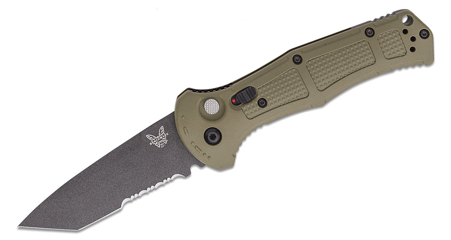 Benchmade Claymore Folding Tanto Knife Serrated, Ranger Green - 9071SBK-1