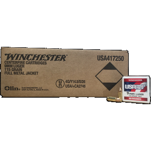 Winchester USA Target Pack 9mm, 115gr FMJ, 1000rd Case