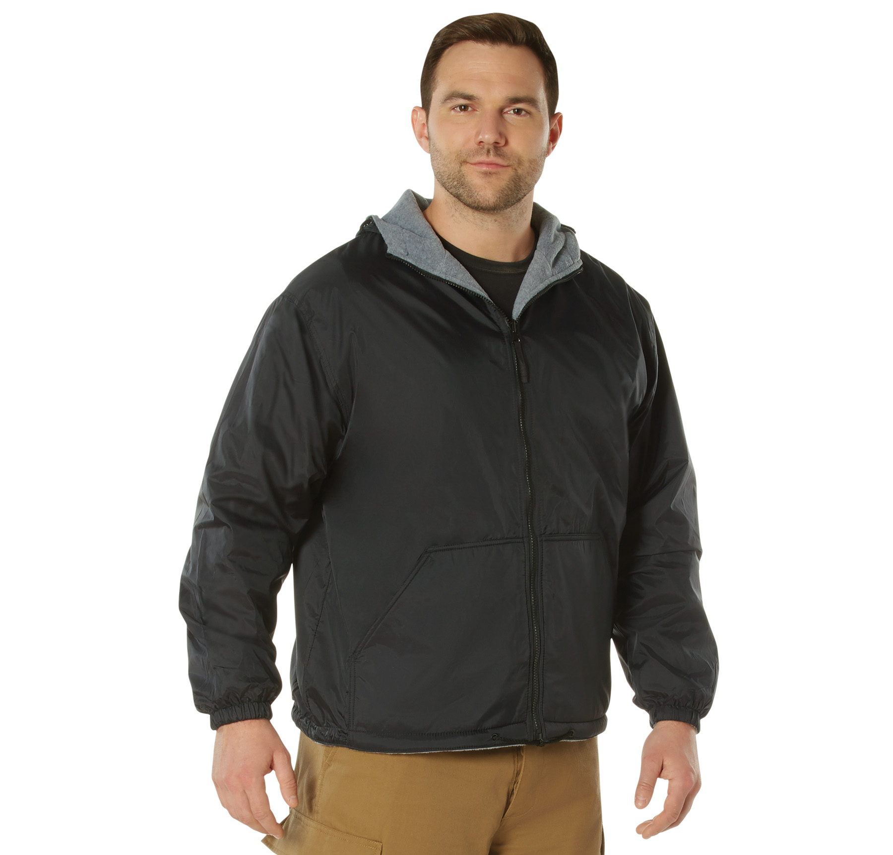 Rothco Reversible Lined Jacket With Hood - Black, Large