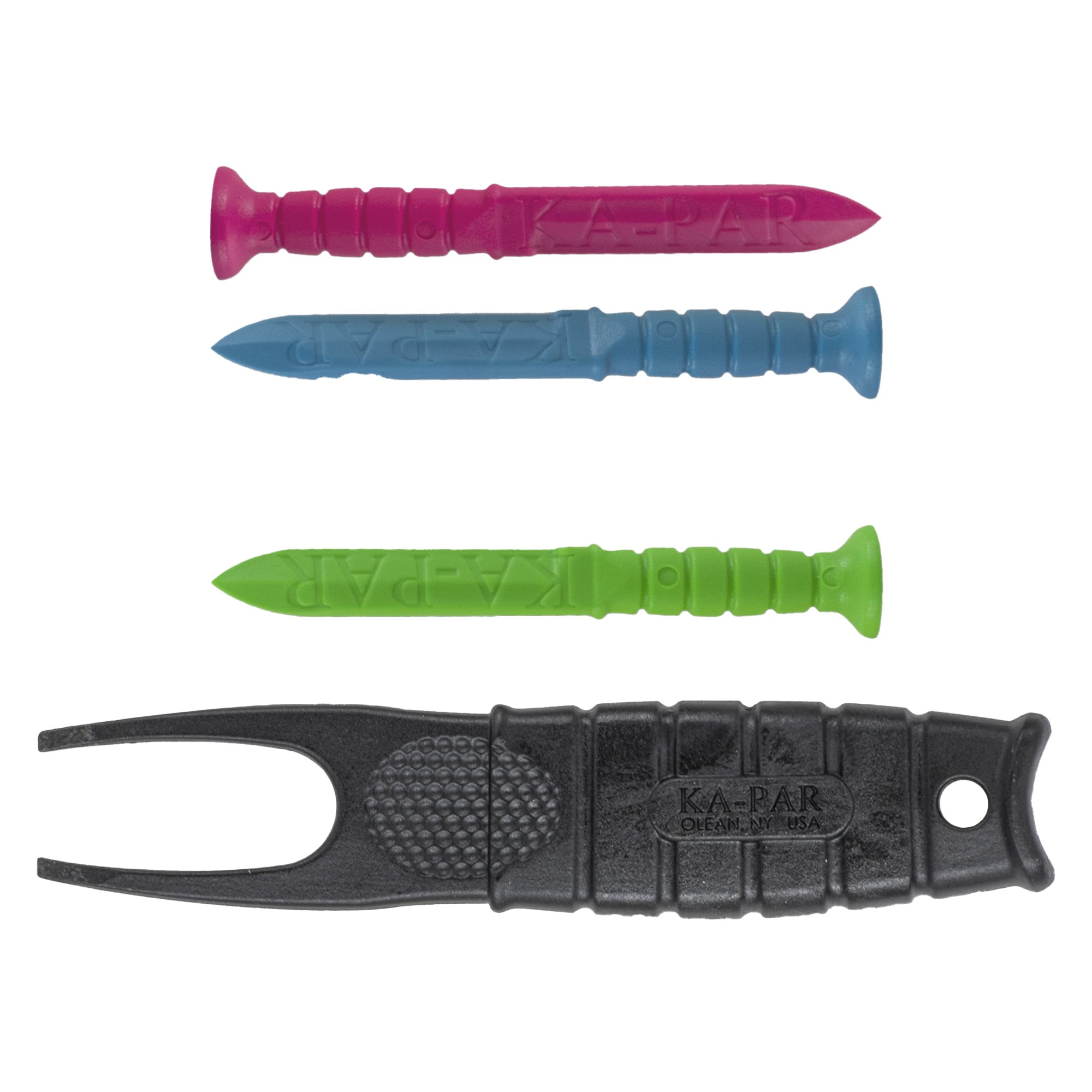 KABAR KA-PAR Golf Tool, Includes 4 Golf Tees and Divot Tool, Plastic, Black