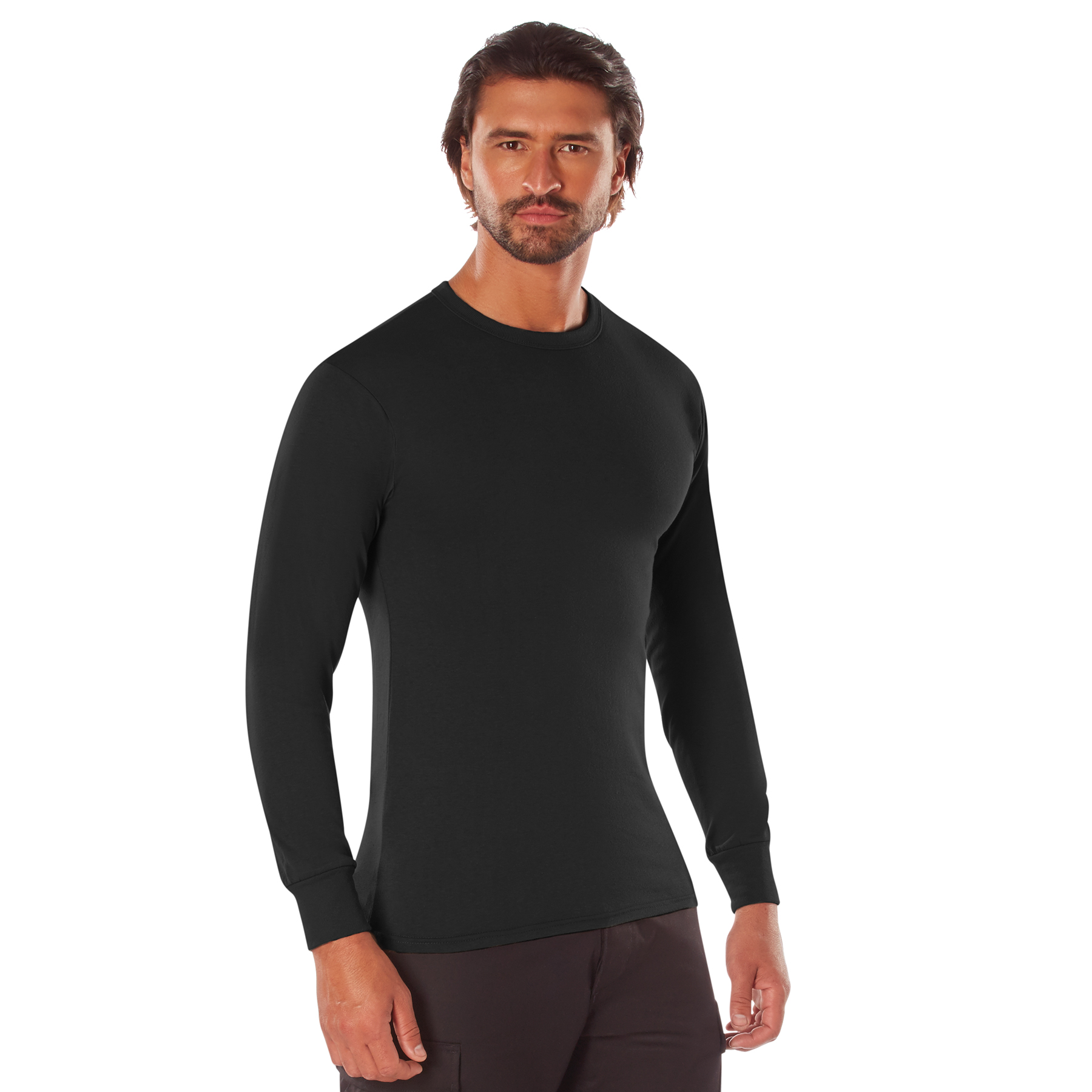Rothco Long Sleeve Solid T-Shirt - Black, Large