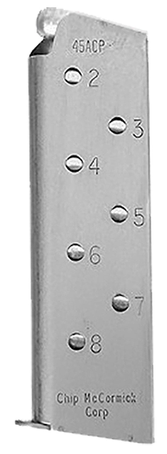 Chip McCormick Match Grade 8 Round .45 ACP Full Size 1911 Detachable Magazine, Stainless - M-MG-45FS8