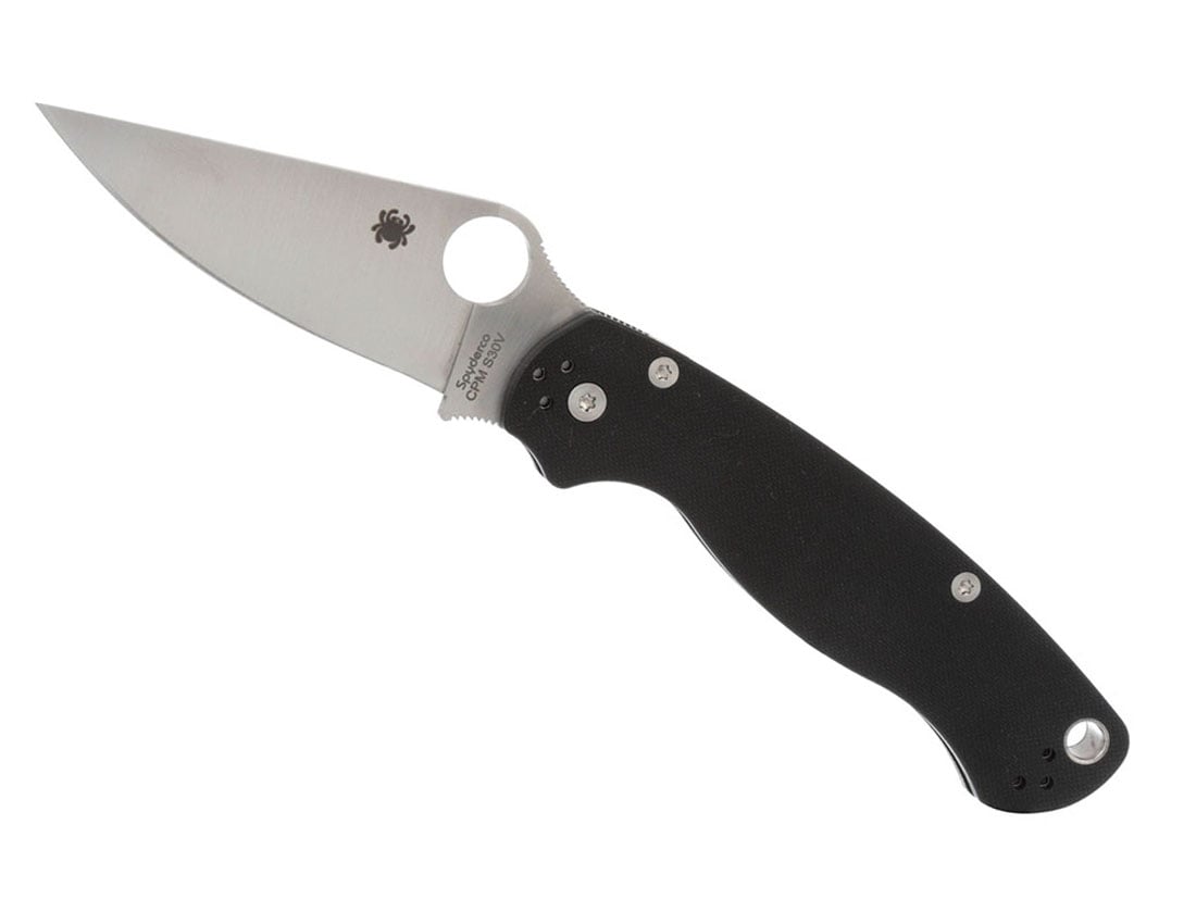 Spyderco Para Military 2 G-10 Plain Edge Knife, Black - C81GP2