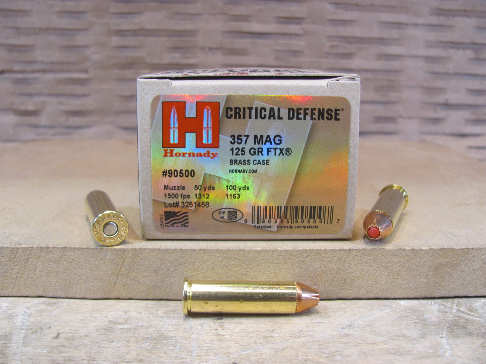 250 Round Case – 357 Magnum Hornady Critical Defense 125 Grain Hollow Point Ammo 90500