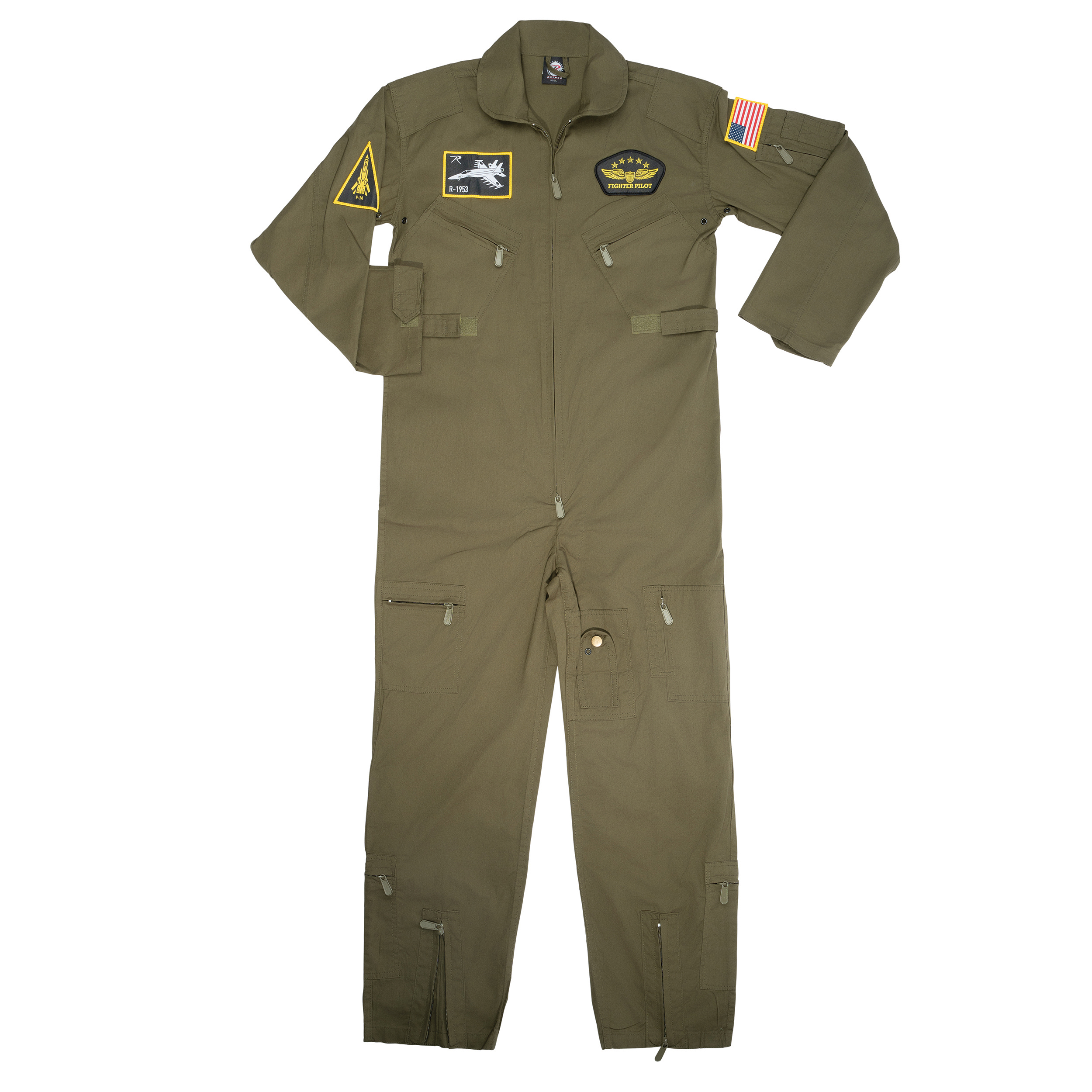 Rothco Kids Flight Coverall With Patches - Olive Drab, Large