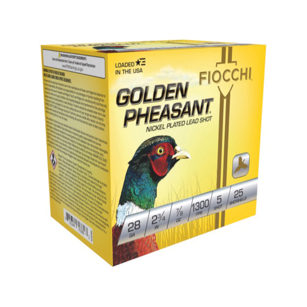 FIOCCHI GOLDEN PHEASANT 28GA – 2.75″ 7/8OZ #5 25RD 10BX/CS - No Credit Card Fees - Low, flat rate shipping
