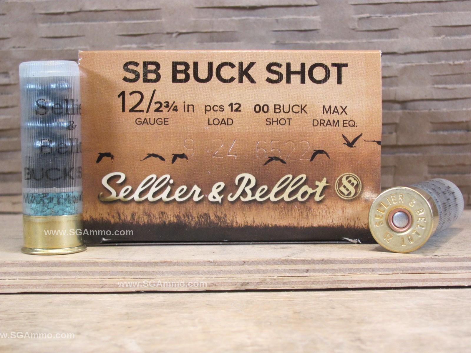 250 Round Case – 12 Gauge 12 Pellet 00 Buckshot 2.75 Inch Sellier Bellot Ammo – SB12BSC