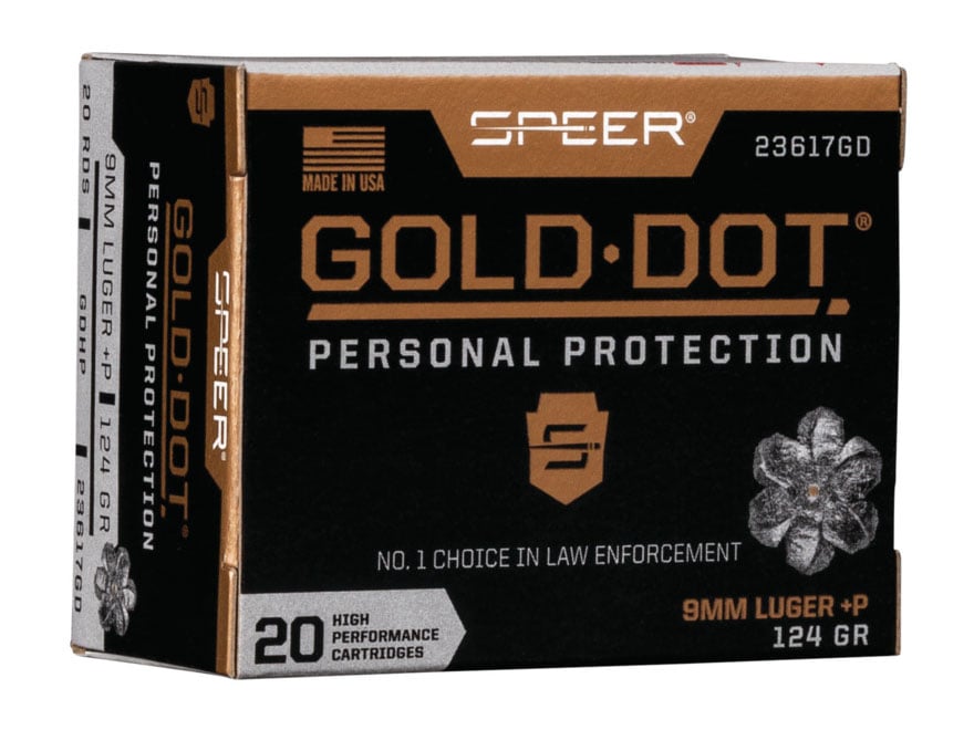 Speer Gold Dot Personal Protection 9mm +P Ammo 124 Gr HP 20rds