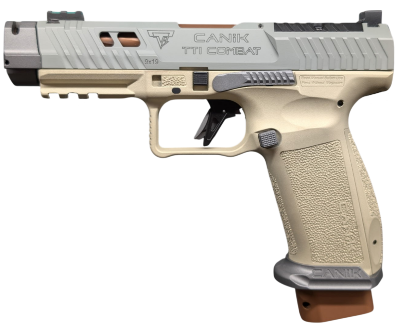 Canik TTI Combat Suga Bear 4.6" 9mm 18rd Pistol, Champange/Tungsten - CENTHG7854-HB