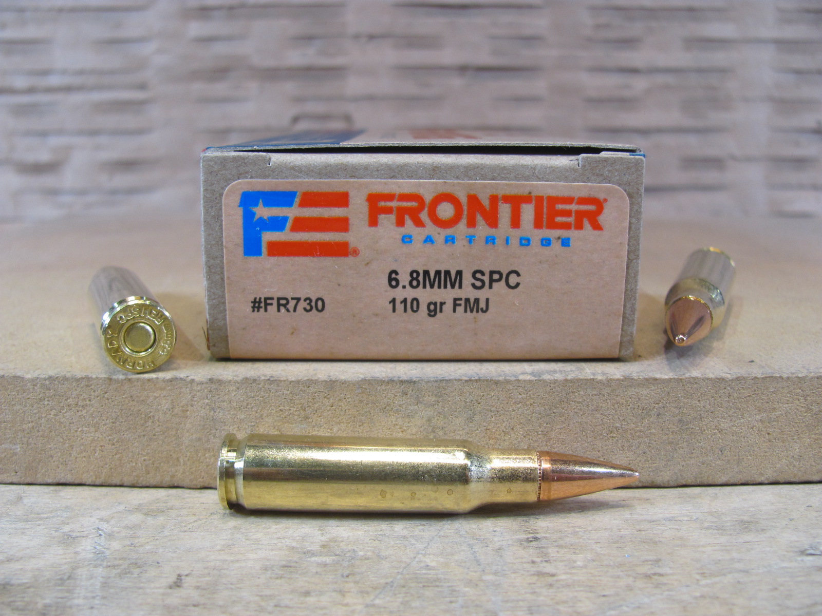 20 Round Box – 6.8mm SPC 110 Grain FMJ Hornady Frontier Ammo – FR730