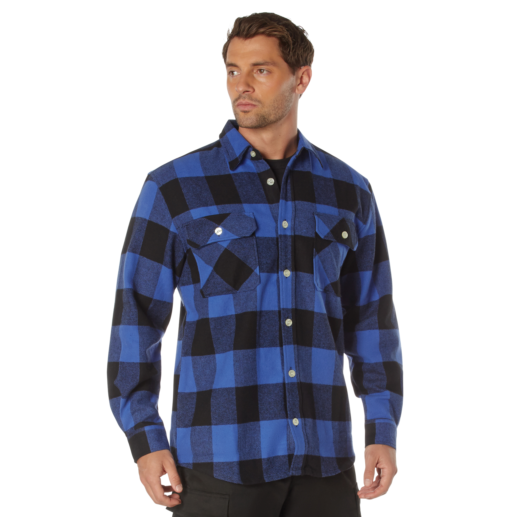 Rothco Extra Heavyweight Buffalo Plaid Flannel Shirt - Blue Plaid, Medium