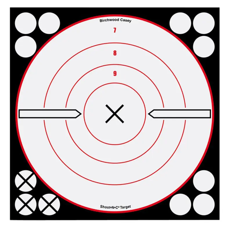 Birchwood Casey 34802 Shoot-N-C Reactive Target Self-Adhesive Paper Black/Red/White 8" Bullseye 6 Pack