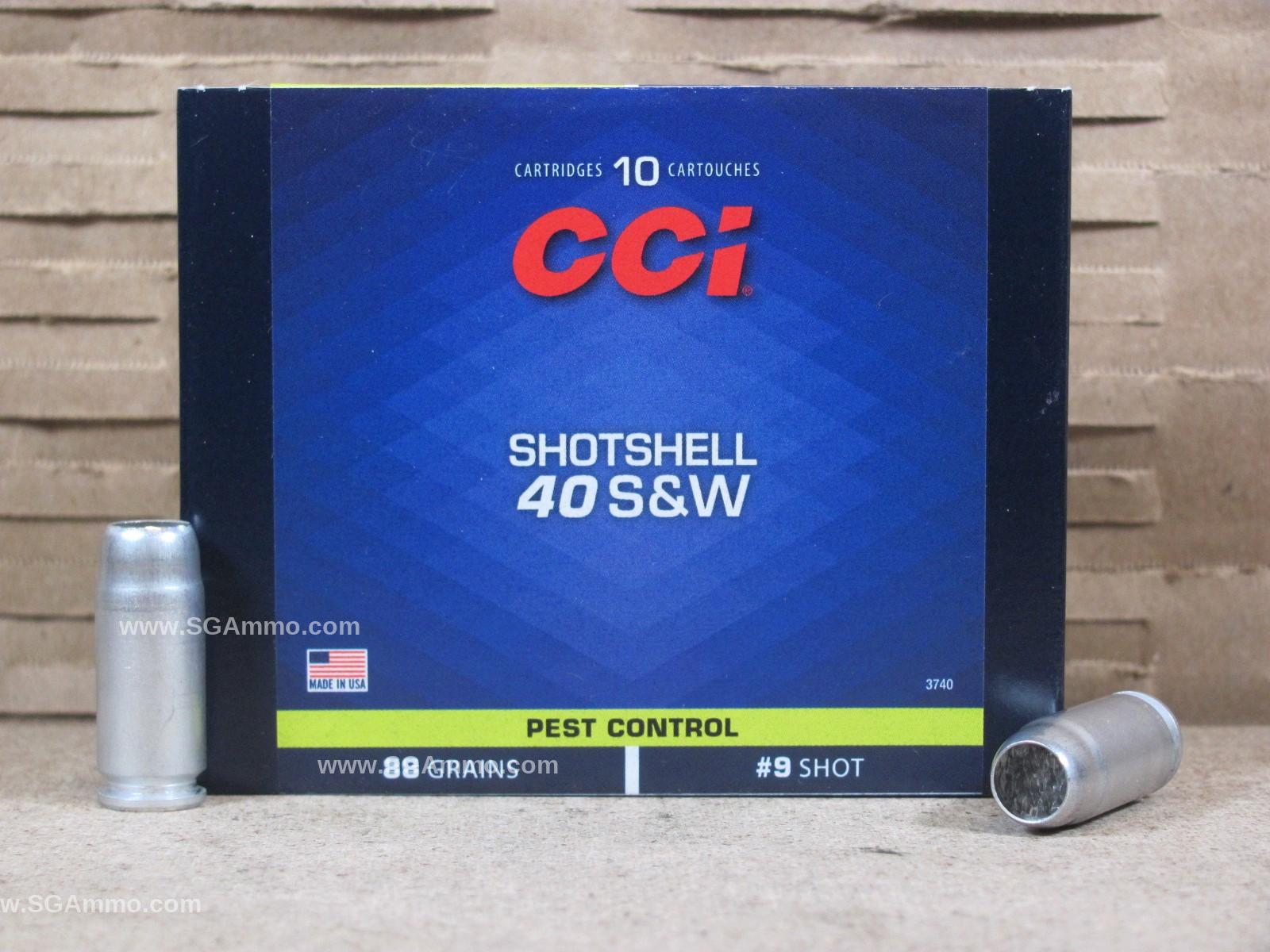 10 Round Box – CCI 40 Cal SW Pest Control Aluminum Case Shotshell 3/16 OZ Number 9 Shot – 3740