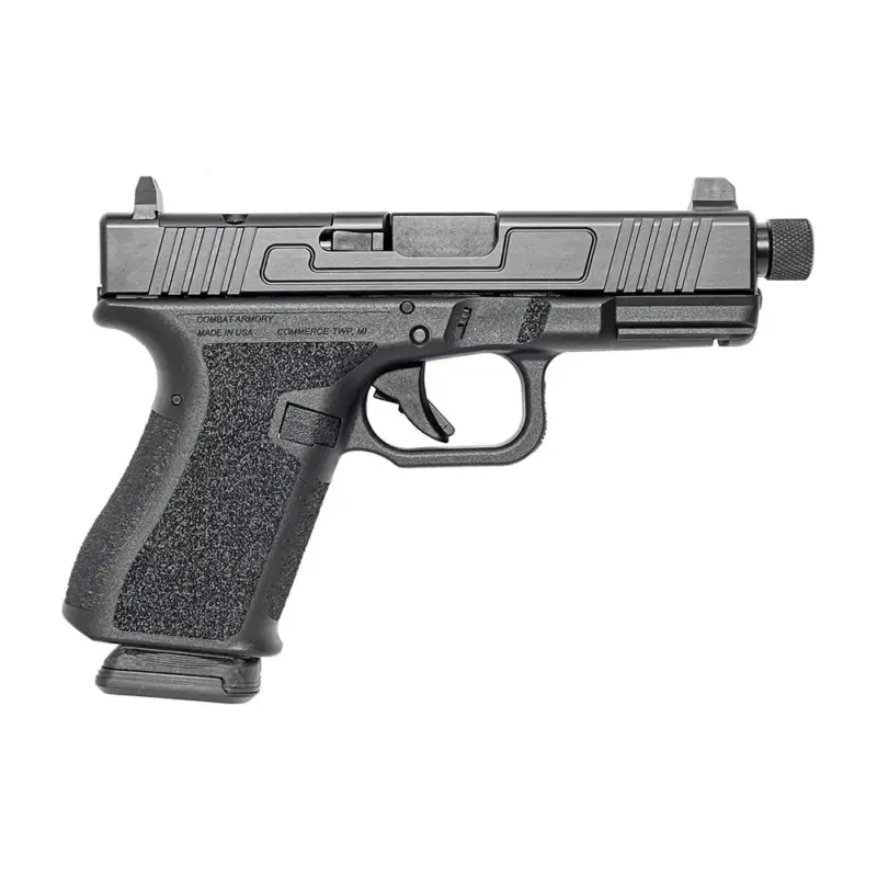 Combat Armory CA19 OR Handgun 9mm Luger 10rd Magazine 4.49" Threaded Barrel Black with Suppressor Height Sights