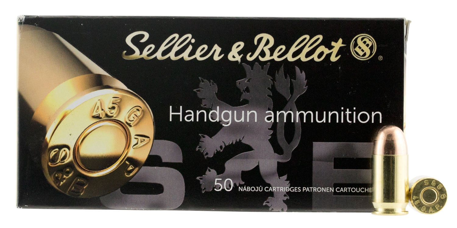 Sellier & Bellot 230 gr Full Metal Jacket .45 GAP Ammo, 50/box - SB45GAP