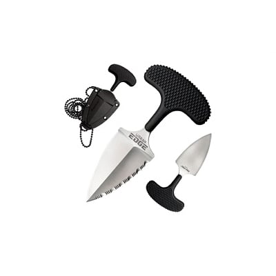 Cold Steel Best Pal 2.5" Half Plain Half Serrated Fixed Blade Push Knife With Sheath, Silver - 43XLS