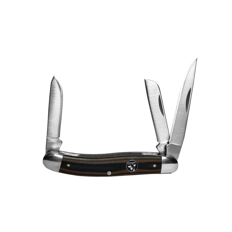 American Buffalo Knife & Tool Cattleman Stockman Cowhand Folding 3 Blade Knife, Black / Brown - CC0001GBN