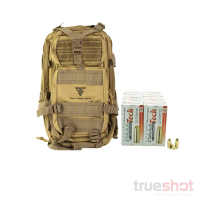 BACKPACK DEAL: Tan Full Forge Gear Backpack and 500 Rounds of Ammo - Maxxtech 9mm 115 Grain