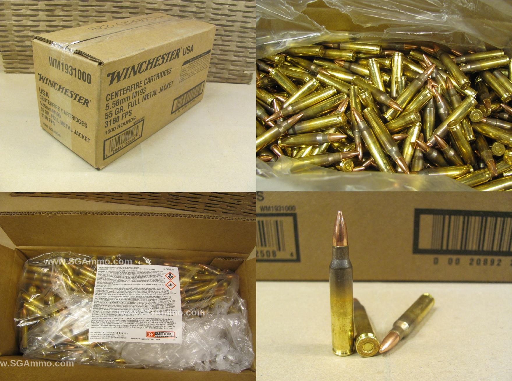 1000 Round Case – 5.56mm 55 Grain FMJ Ammo Loose – Made by Lake City for Winchester – SP21114 – WM1931000