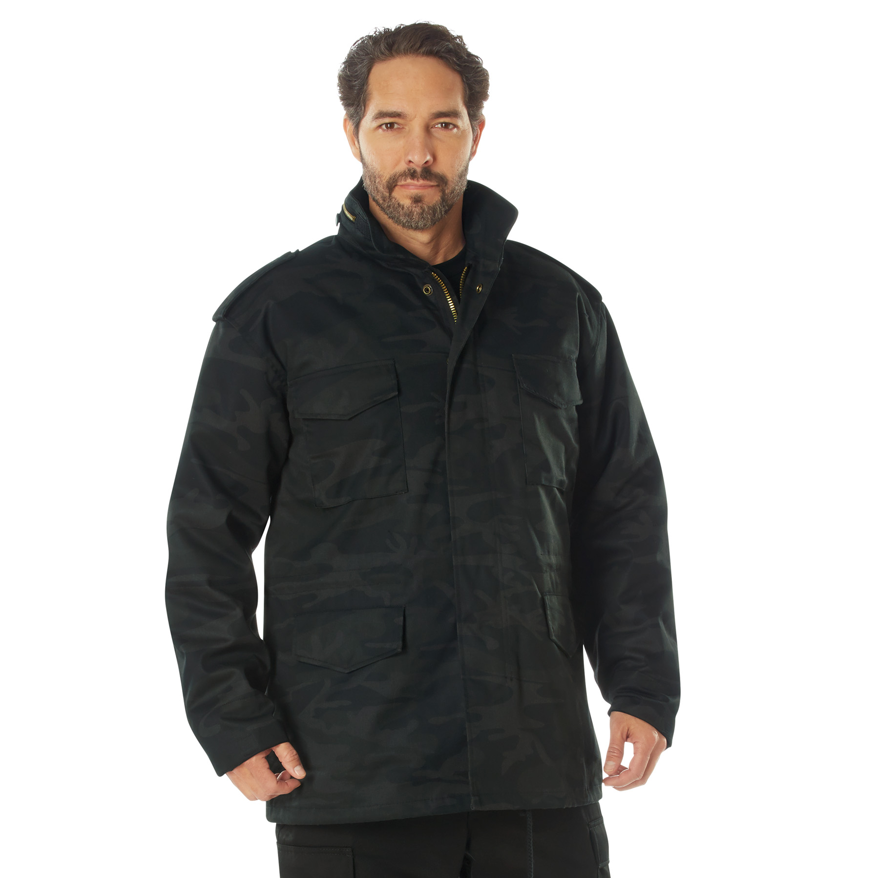 Rothco M-65 Field Jacket - Midnight Black Camo, Large