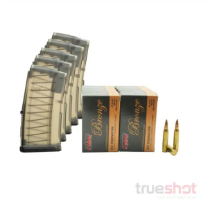 BUNDLE DEAL: 5 Translucent 20 Round Magpul TMAG AR-15 Magazine and 200 Rounds - Retail / PMC 5.56 55 Grain