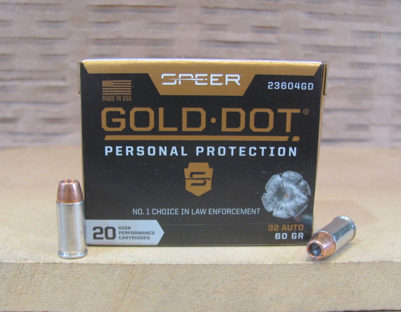200 Round Case – 32 Auto 60 Grain GDHP Speer Gold Dot Hollow Point Ammo – 23604GD