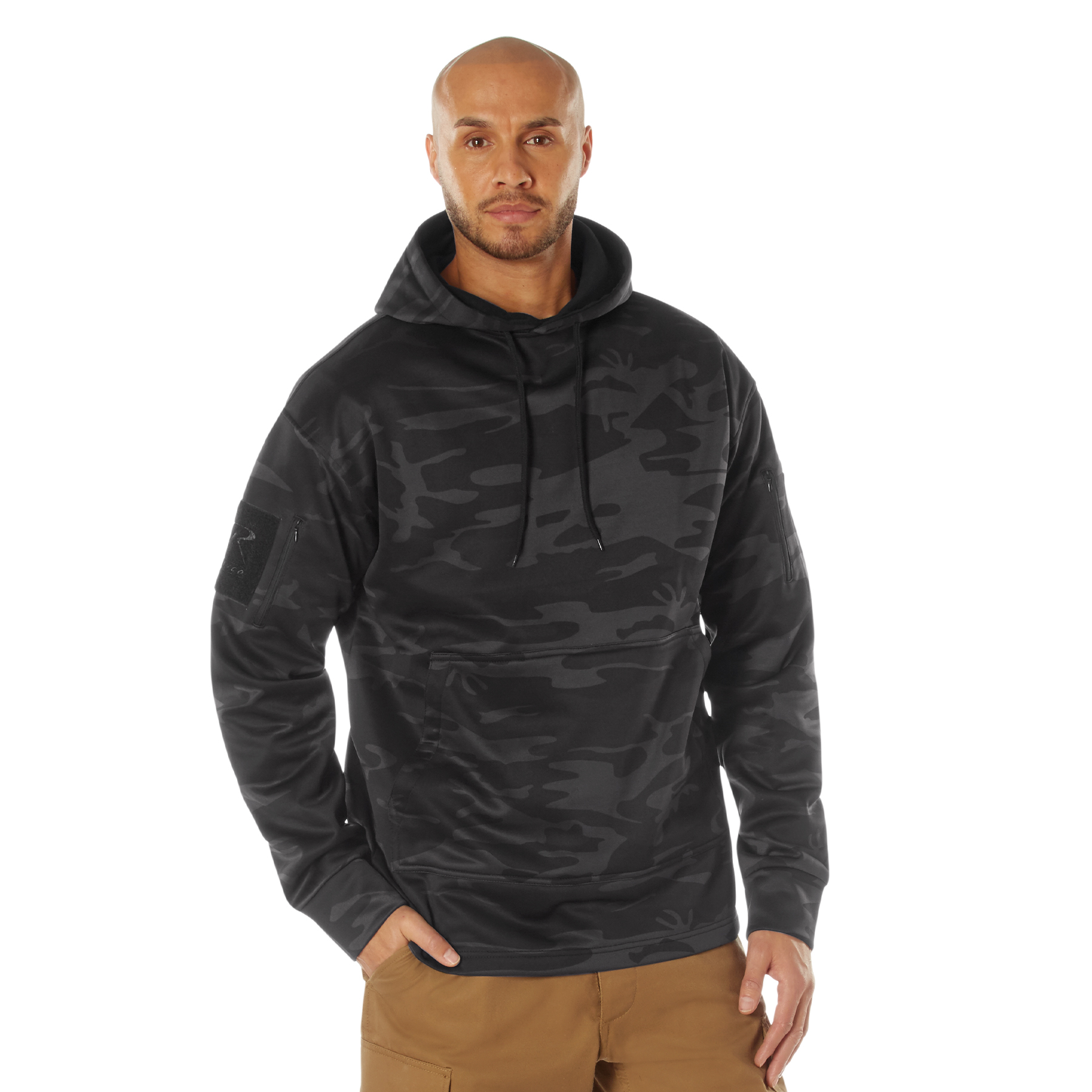 Rothco Concealed Carry Midnight Camo Hoodie - Midnight Black Camo, Small