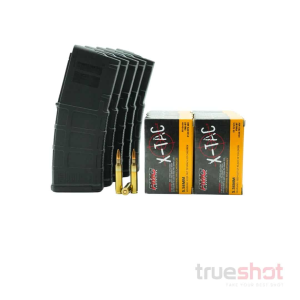 BUNDLE DEAL: CA Legal - 5 Black 10 Round Magpul AR-15 Magazines and 200 Rounds of Ammo - PMC 5.56 55 Grain