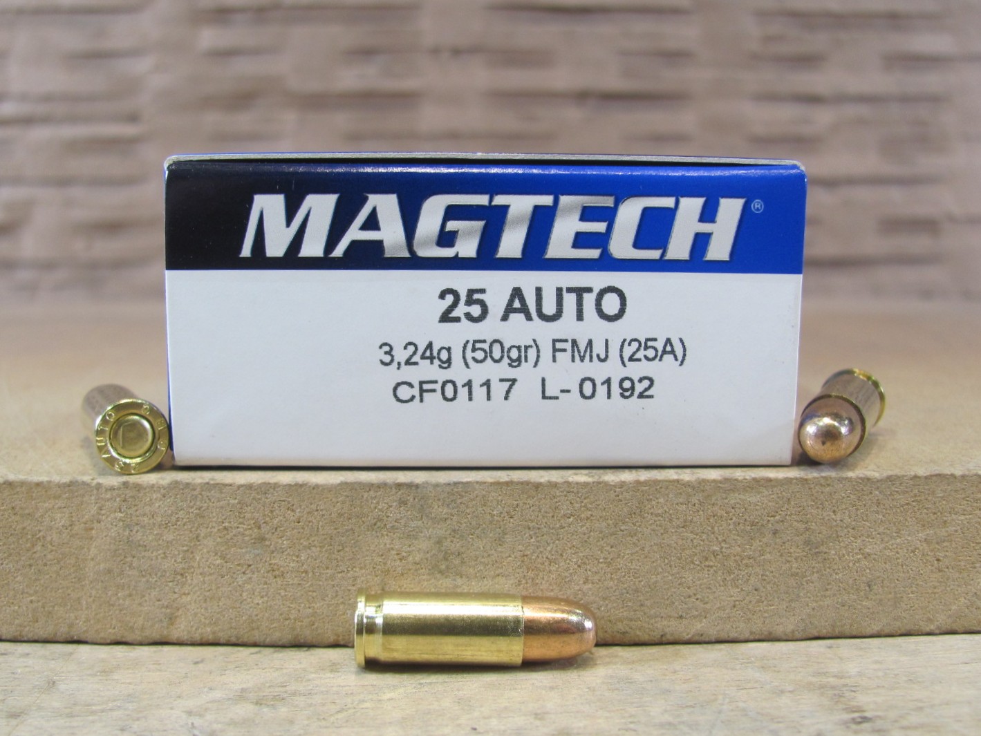 50 Round Box – 25 Auto 50 Grain FMJ Magtech Ammo – 25A
