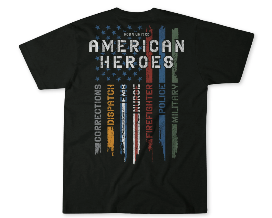 Born United American Heroes T-Shirt, 2X-Large - BU-Heroes-2X