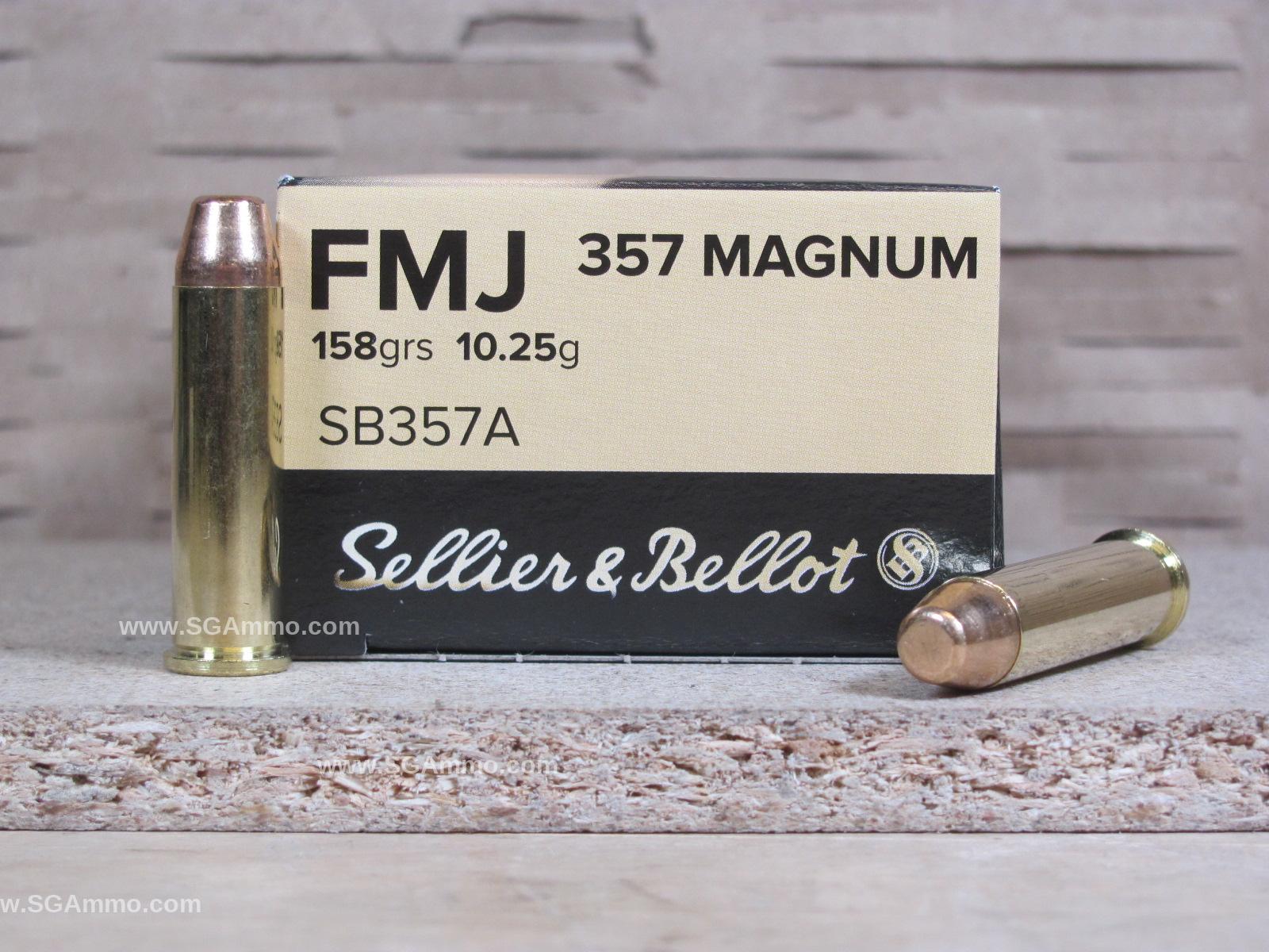 1000 Round Case – 357 Magnum 158 Grain FMJ Ammo by Sellier Bellot – SB357A