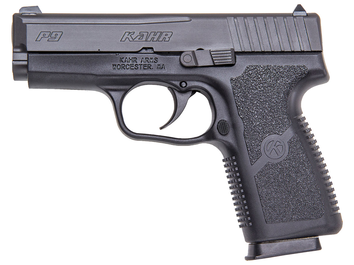 Kahr P9 Handgun 9mm Luger 7rd(2)&8rd(1) Magazines 3.6″ Barrel Black Slide/Black Grip Night Sights CA Compliant - No Credit Card Fees - Low, flat rate shipping