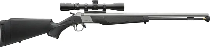 CVA PR2117SSCP Wolf w/Optic 50 Cal 24" Stainless Steel Barrel Drilled Tapped Stainless Steel Receiver, Fixed Black Synthetic Stock, KonusShot 3-9x32mm