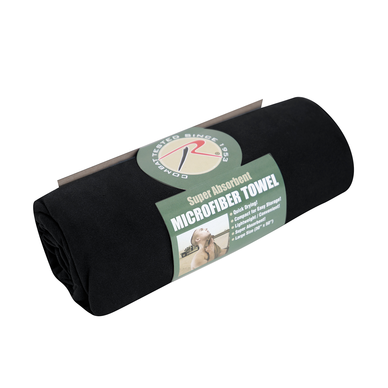Rothco Microfiber Towel - Black, 30 X 50