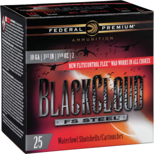 Federal PWBX1072 Black Cloud FS Steel 10GA 3.5\" 1 5/8oz #2 Shot - 25sh Box