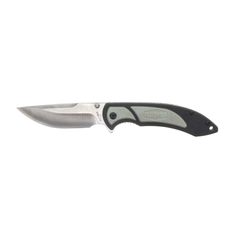 Old Timer Trail Boss Folding Knife Drop Point, Black/Gray