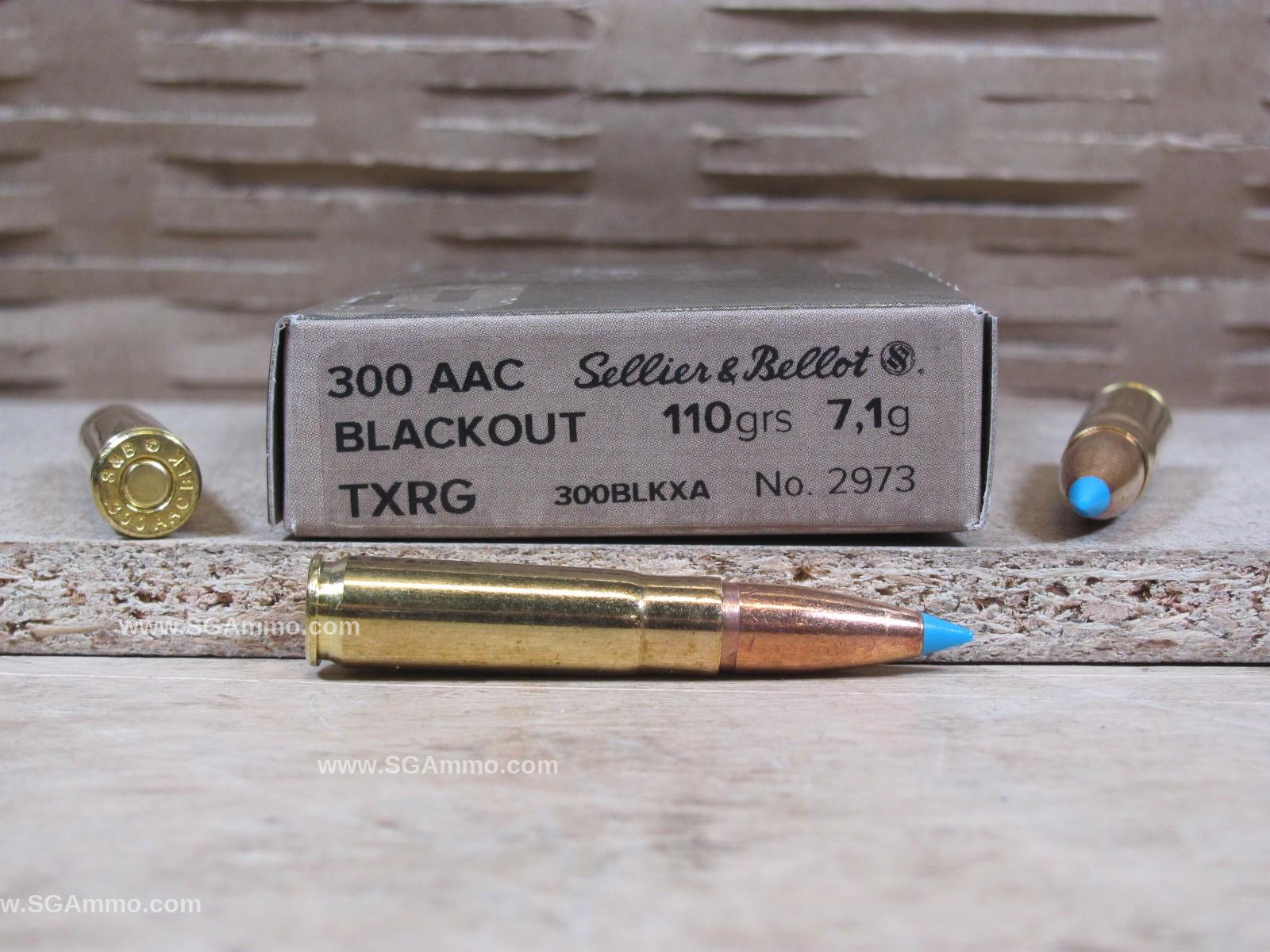 20 Round Box – 300 AAC Blackout 110 Grain TXRG Sellier Bellot Exergy Ammo – SB300BLKXA